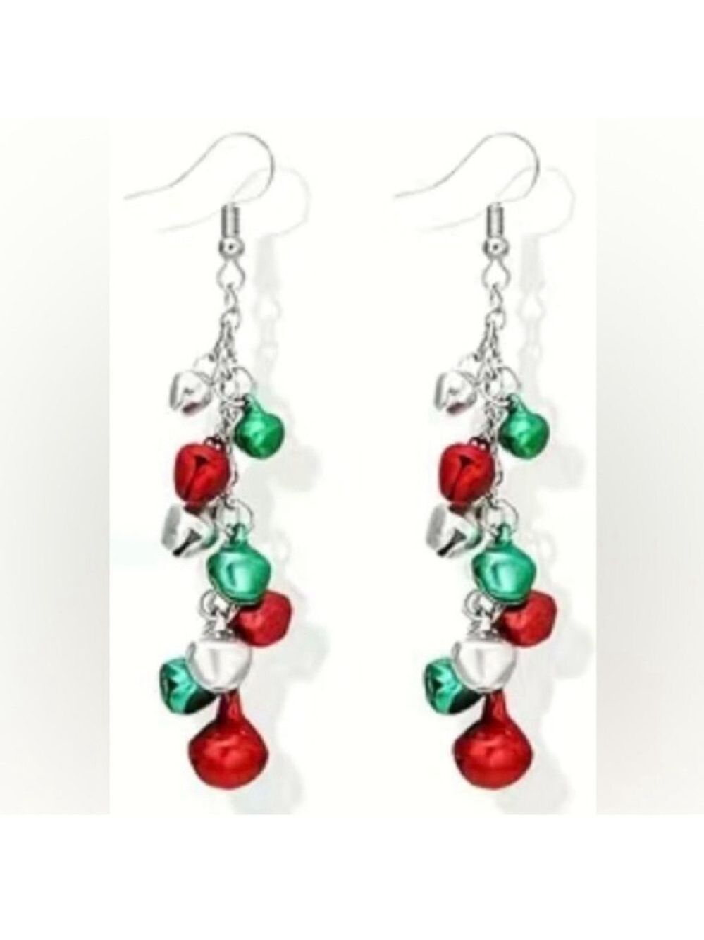 NEW Christmas Bells Holiday Earrings in green, red, silver French hook
